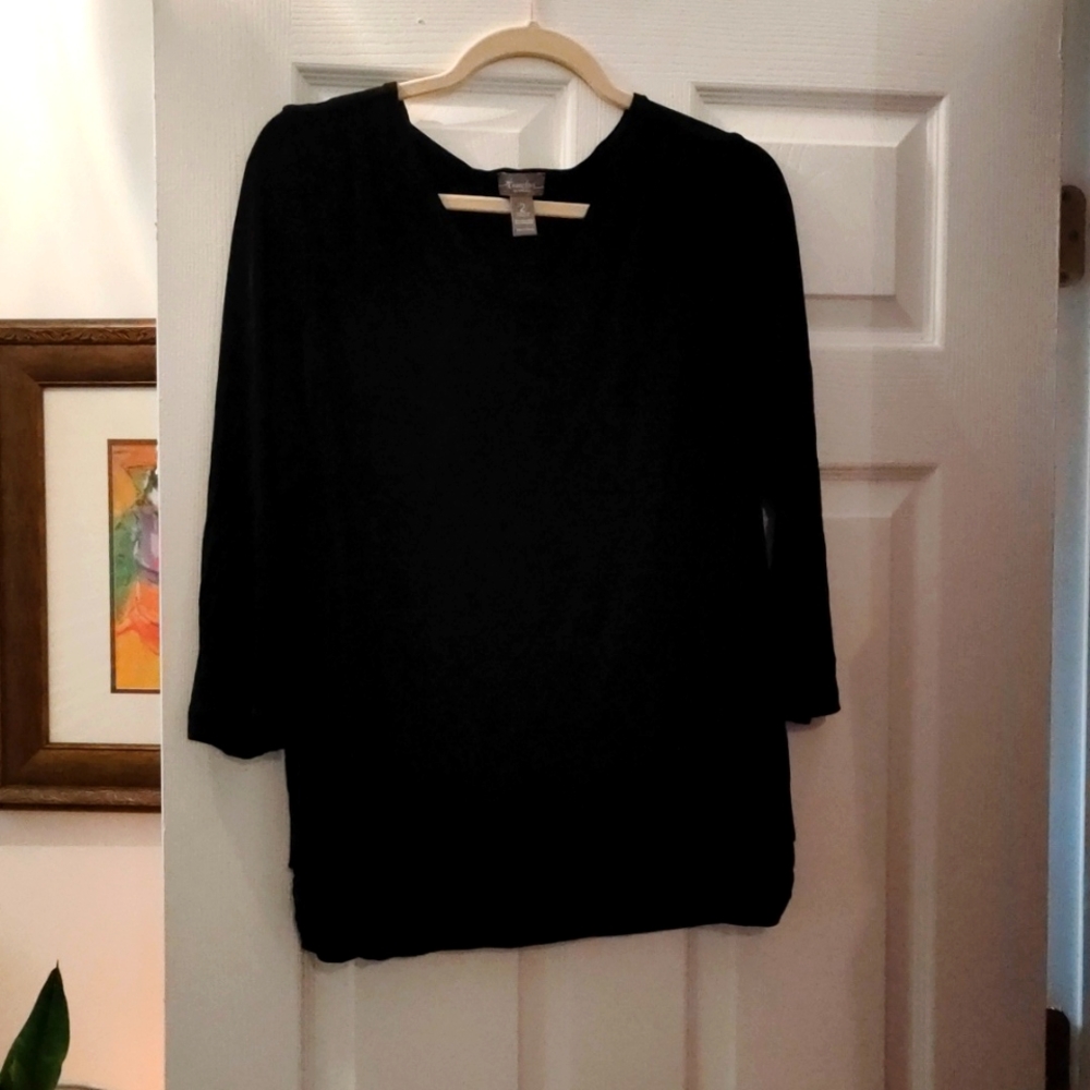 Chico's Travelers, size 2, 3/4 sleeve black blouse